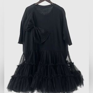 Luxe & Leather by Madonna Bow & Tulle Knit Woven dress